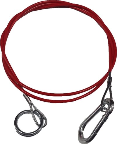 Breekkabel 1450mm karabijn haak en ring 30 rood