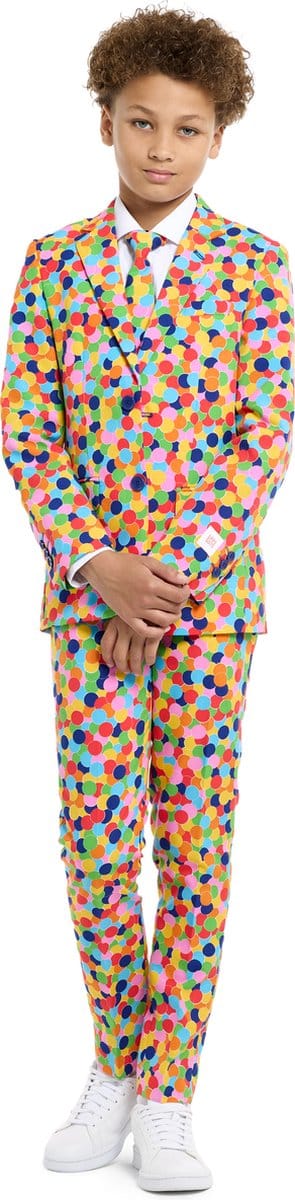 OppoSuits Confetti Pak - Carnaval Kostuum - Tieners - Jongens Pak - Carnavalskleding - Multicolor - Maat: EU134/140