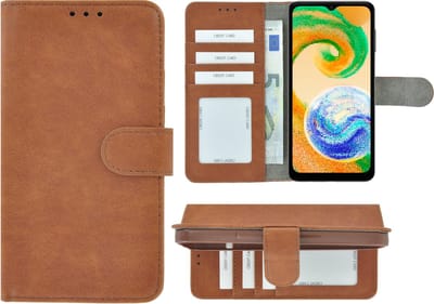 MoDo hoesje Geschikt voor Samsung Galaxy A04 - Kunstleer Book Case - Bruin