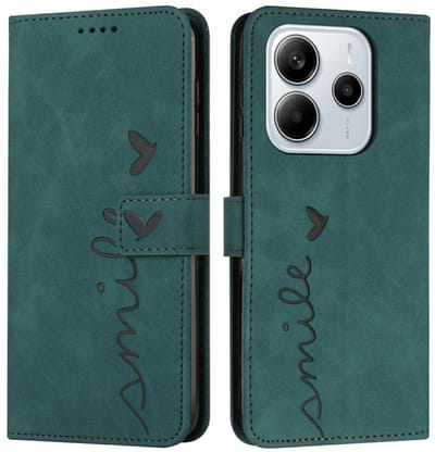 Coverup Hoesje - Geschikt voor Xiaomi Redmi Note 14 4G Hoesje - Coverup Smile Book Case - Groen