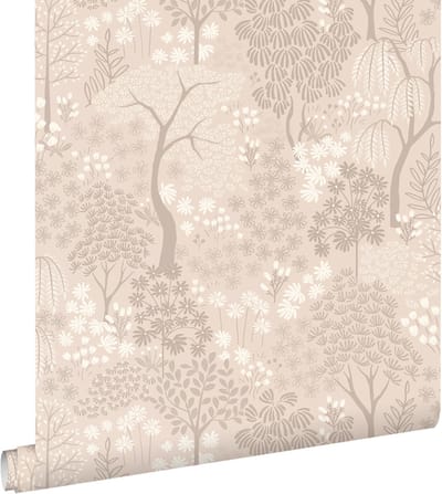ESTAhome behang bomen en bloemen beige - 50 x 900 cm - 131648
