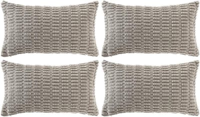 Decoratieve Kussenslopen - Sierkussenslopen - Woonkamer Decoratie - Zacht Corduroy Materiaal - 30 x 50 cm - Grijs