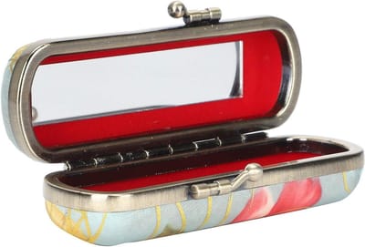 Vintage Borduurpatroon Draagbare Lipstick Case Houder met Spiegel - Lipstick Case Holder .