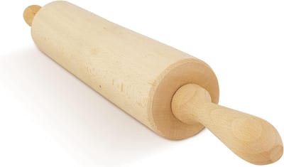 Deegroller met metalen as gemaakt van 100% beukenhout | Deegroller gemaakt in Europa | 43 cm deegroller als bakaccessoire | Stevige houten keukenhulp voor het uitrollen | Houten deegroller voor