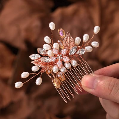 Haarkam roségoud kristal bruidshaarstuk bloem haaraccessoires voor vrouwen