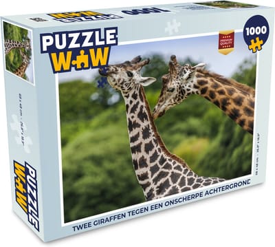 Puzzel Twee giraffen tegen een onscherpe achtergrond - Legpuzzel - Puzzel 1000 stukjes volwassenen