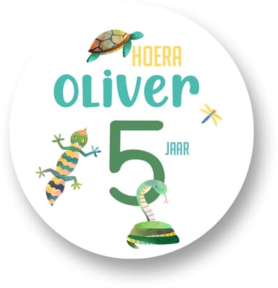 25x Traktatie Stickers Met Naam en Leeftijd - Reptielen - Gepersonaliseerd - Sluitstickers - Kinderfeest Traktatie - Uitdelen - Uitdeeltraktatie -Traktatiestickers Pimp Studio