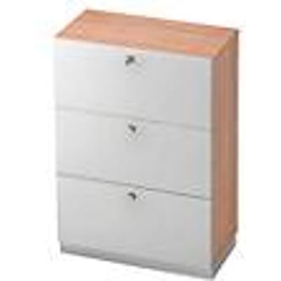 Hangmappenkast, 3 ordnerhoogten, B 800 x D 420 mm, notenhoutpatroon/zilver