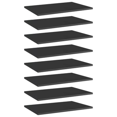 vidaXL - Wandschappen - 8 - st - 60x40x1,5 - cm - spaanplaat - hoogglans - zwart