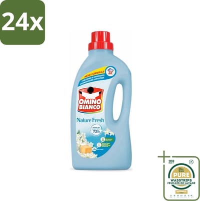 Omino Bianco - Natuurlijk Fris - Wasmiddel - Gekleurde Was - 37 Wasbeurten - Voordeelverpakking - 24 stuks - Wasmiddel voor gekleurde was - Natuurlijke zeep