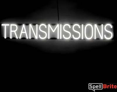 TRANSMISSIONS - Lichtreclame Neon LED bord verlicht | SpellBrite | 119 x 16 cm | 6 Dimstanden - 8 Lichtanimaties | Reclamebord neon verlichting