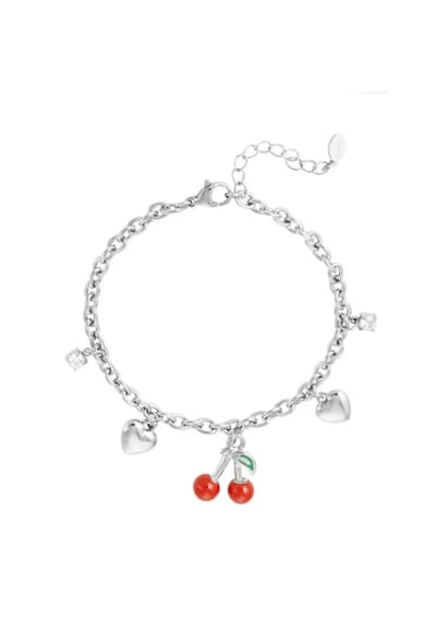 Cherish Charm zilverkleurige bedelarmband - Roestvrij staal - Waterproof - 17 cm - dames sieraad