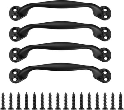 Set van 4 Zwarte Deurgrepen voor Keuken- en Meubelkasten, Inclusief Schroeven - 129mm, Ideaal voor Kasten, Laden en Deuren