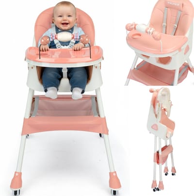 Twinky® Kinderstoel MAXI – 3-in-1 Kinderwagen Set – Roze – Inklapbare Eetstoel & Baby Wagentje en Babystoel Voor Aan Tafel – Kinderzetel, Peuterstoeltje en Meegroeistoel in 1