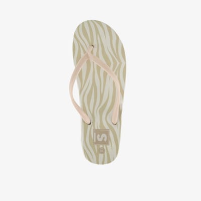 Dames teenslippers met print beige - Maat 38