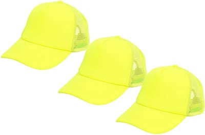 Boland pet neon - 3x - geel - volwassenen - unisex - 80/90s thema - uv blacklight- carnaval
