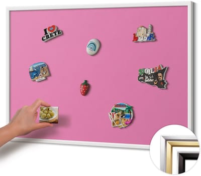 Wallfluent - Roze Magneetbord in Stijlvolle Kleuren - 100 cm x 70 cm - Magneetbord met Witte Frame - Roze kleur - Memobord Magnetisch - Magnetisch Bord voor aan de Wand - Magnetisch Bord Rechthoekig