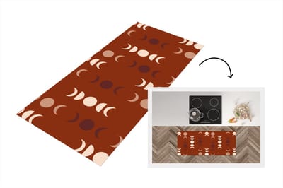 Keukenloper - Loper keuken - Maan - Rood - Patroon - 120x50 cm - Keukenloper vinyl
