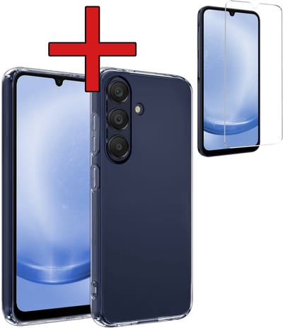 Hoesje - Met Screenprotector - Geschikt voor Samsung Galaxy A26 - Sterk & Shockproof - Telefoon Hoes - Back Cover - Siliconen Case - Telefoonhoes - Transparant