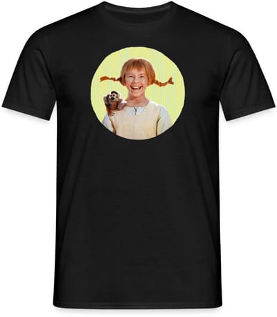 Pippi Langkous Portret Pippi Met Meneer Nilsson T-Shirt Heren