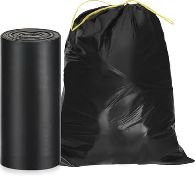 Grote vuilniszakken met trekkoord, 35 liter, extra sterk, zware afvalzakken (45 x 50 cm, 100 stuks)