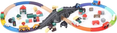 Houten Blokbaan Set - Houten Treinbaan - Kinderen Leren Spelen - 126 Delen Uitbreidbaar