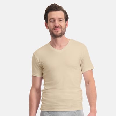 Comfortabel & Zijdezacht Bamboo Basics T-Shirts Velo V-hals (2-pack) - Khaki - M
