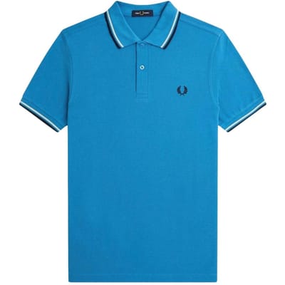 Fred Perry Herenpoloshirt met dubbele kraag (Wit/zwart/blauw)