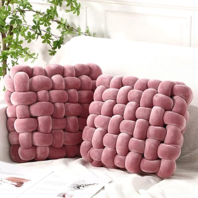 2 stuks geknoopt pluche sierkussen voor woondecoratie - 30 x 35 cm