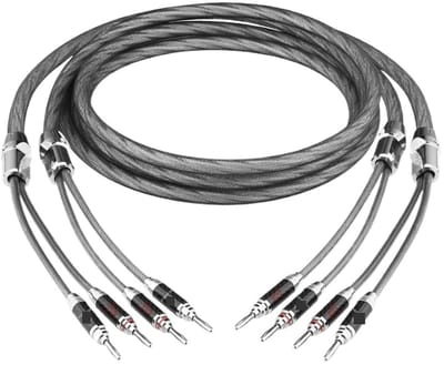 HiFi Luidsprekerkabels - Verzilverde OCC Kabel - Muziekweergave - Hoge Zuiverheid - 1 meter - Banaan naar Banaan