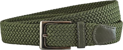 Landley Elastische Riem met Gevlochten Stretch Elastiek – Dames / Heren - Groen - Lengte totaal 100 cm / Riemmaat 85