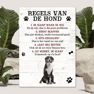 Spreuken - Grote Zwitserse Sennerhond - Regels Van De Hond - Spreuken Bordjes - Spreukenbord - Tekstborden - Cadeau - Hondenras