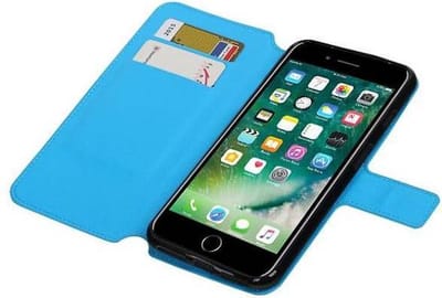 Cross Pattern TPU Bookstyle Hoesje - Wallet Case Telefoonhoesje - Geschikt voor iPhone 7 Plus / 8 Plus Blauw