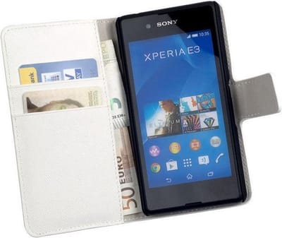 HC Wit Sony Xperia E3 Bookcase Wallet case Telefoonhoesje