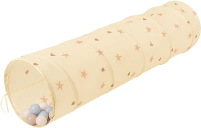 Selonis Jongens En Meisjes Speeltunnel met 100 ballen - Opvouwbare Constructie Met Metalen Strengen Draagtas - Stimuleert Kruipen Coördinatie Binnen En Buiten - Lichtbeige: Pastelbeige/Pastelblauw/Wit