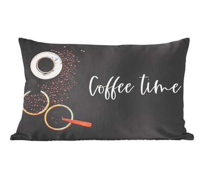 Sierkussens - Kussentjes Woonkamer - 50x30 cm - Quotes - Spreuken - Coffee time - Koffie