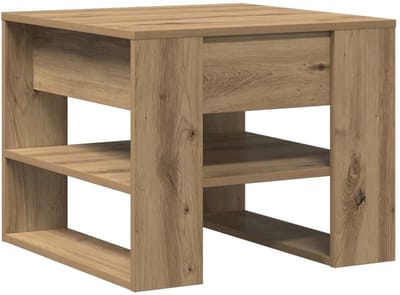 vidaXL - Salontafel - 55,5x55x45 - cm - bewerkt - hout - artisanaal - eikenkleur