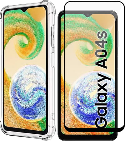 Hoesje geschikt voor Samsung Galaxy A04s / A13 5G - Screen Protector FullGuard - Back Cover Case ShockGuard Transparant & Screenprotector