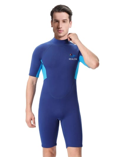 Nivard Wetsuit Heren - Swimsuit - Shorty - Surfpak - Duikpak - Lange Mouw - Zwemsuit - Blauw - S
