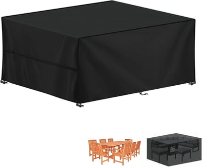 Famanu - Hoes voor Tuinmeubelen Waterdichte Tuintafelafdekking Winddicht Tuinmeubelhoes 420D Oxford-Stof Terrasmeubelhoes Beschermhoes voor Tuintafels, Zitgroep, Terrasmeubels, 200x150x74cm
