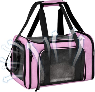 Katten Reistas - Huisdier Draagtas - Veilig Vervoer - Ademend Mesh Materiaal - 40x25x25 cm - Roze