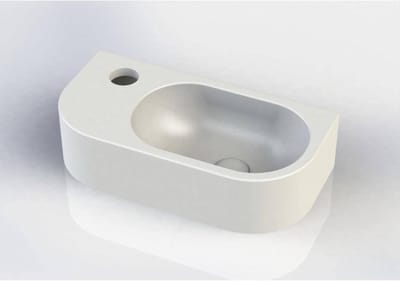 Fontein Afgerond - Wastafel Meubel - Badkamer Inrichting - Rechts Model - 40x20x10 cm - Mat Wit