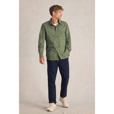 White Stuff Koi Fish Printed Shirt Green Print Maat: L | Casual Overhemden Outlet | Heren | Groen