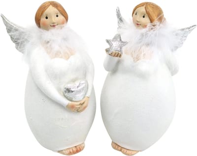 Decoratieve engel met hart en ster wit, zilver Ø7,5 H15cm 2st, 2 Stück