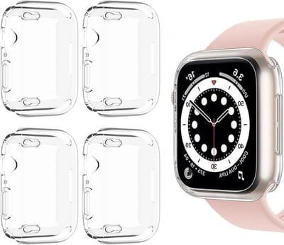 Transparante TPU hoes voor Apple Watch - 4-delige set met volledige bescherming, zachte schil, geschikt voor S4/S5/S6/SE2