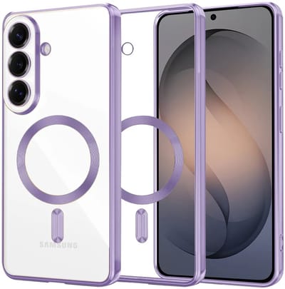 Hoesje geschikt voor Samsung Galaxy S26 - Techsuit Luxury Crystal Back Cover - Geschikt voor MagSafe - Transparant/Lichtpaars