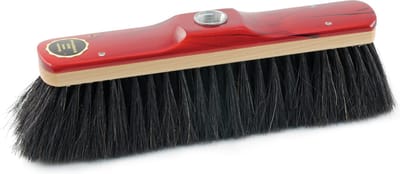 Bezemkop - binnen - rood gelakt - zacht zwart paardenhaar - 28,5 cm - bezem kop - kamerbezems/binnen bezems