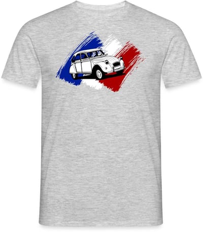 Citroën 2CV Model Franse Vlag T-Shirt Heren