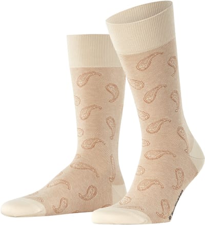 Burlington Paisley gedessineerd katoen sokken heren beige - maat 40-46