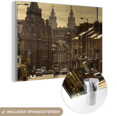 ® Glasschilderij 180x120 cm - Schilderij acrylglas - Liverpool - Architectuur - Engeland - Foto op glas - Muurdecoratie woonkamer - Wanddecoratie slaapkamer - Schilderijen
